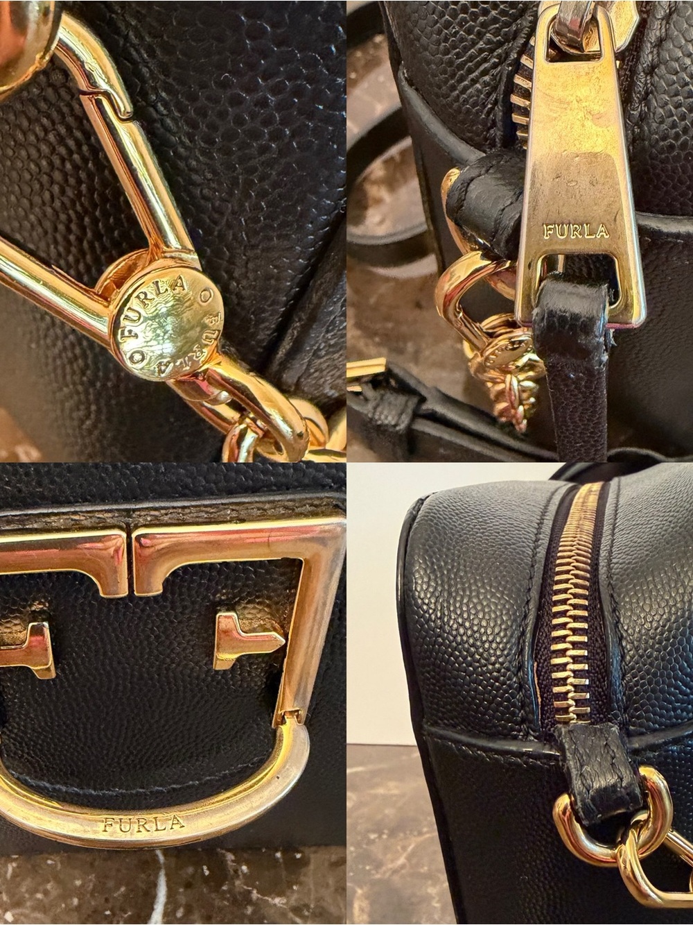 Furla Brava Leather Camera Crossbody Bag Pouch Black Authentic Made In Italy - Picture 4 of 14